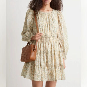 & other stories voluminous twill mini dress Paris atelier floral boho fall
